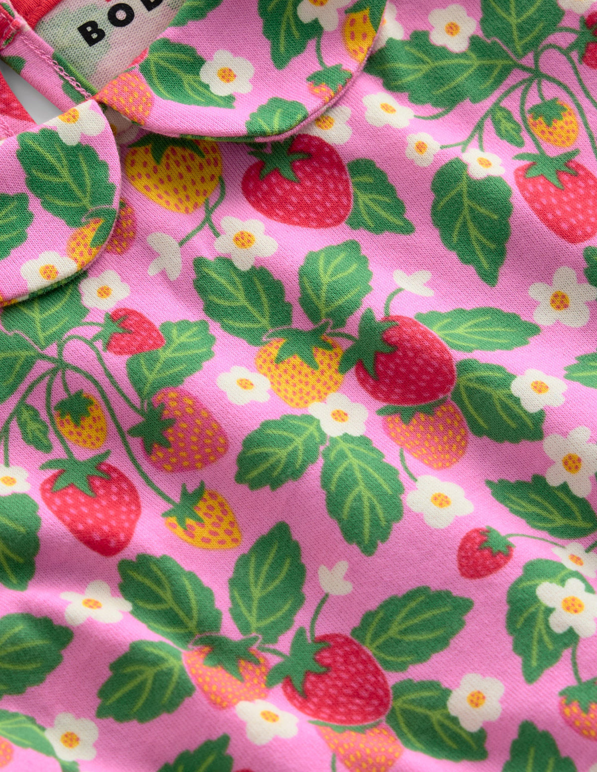 Jerseykleid mit Peter-Pan-Kragen-Kosmos-Rosa Erdbeer-Aufnäher - Image 3