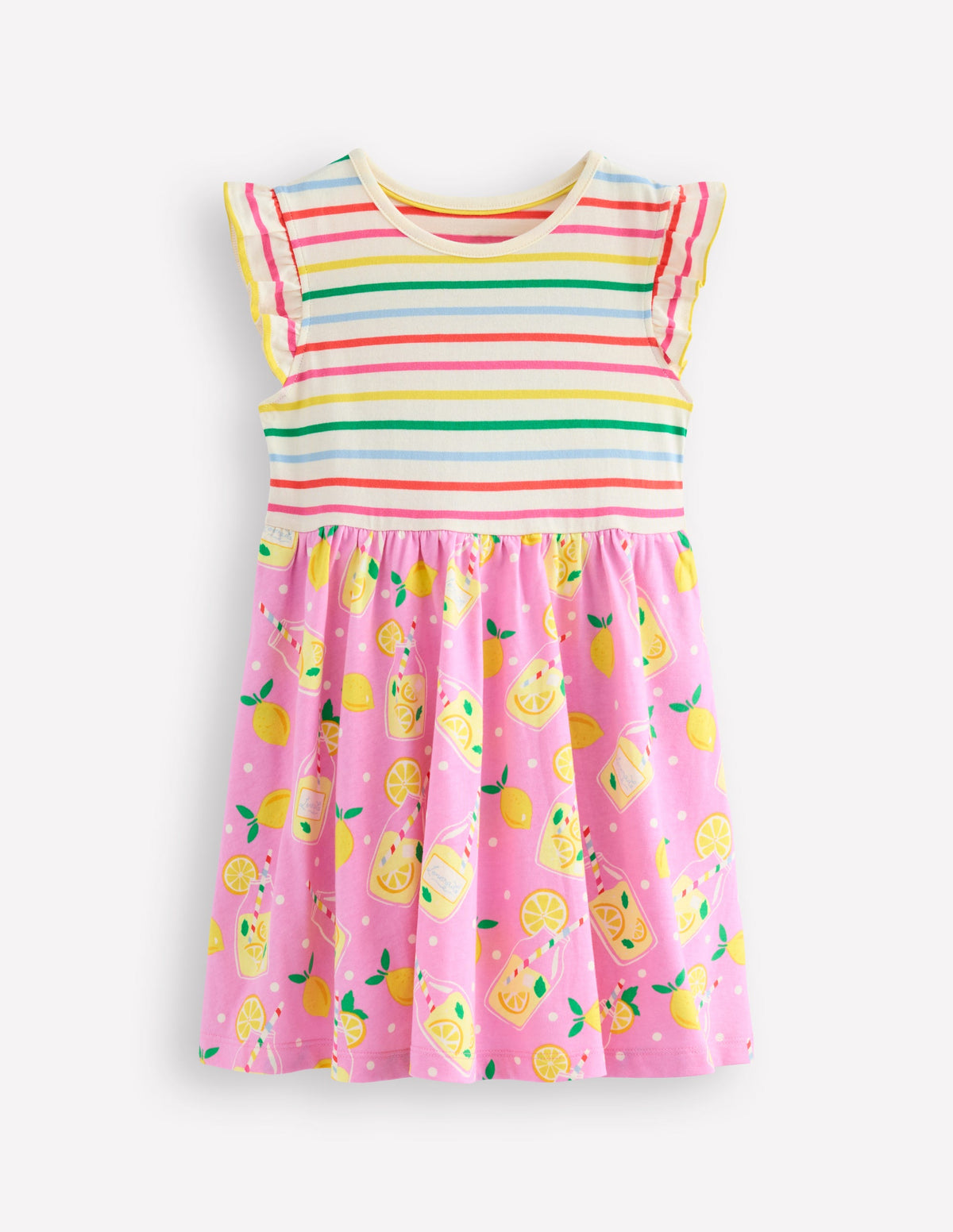Posie Kleid mit Rüschenärmeln-Kreiderosa Limonade-2