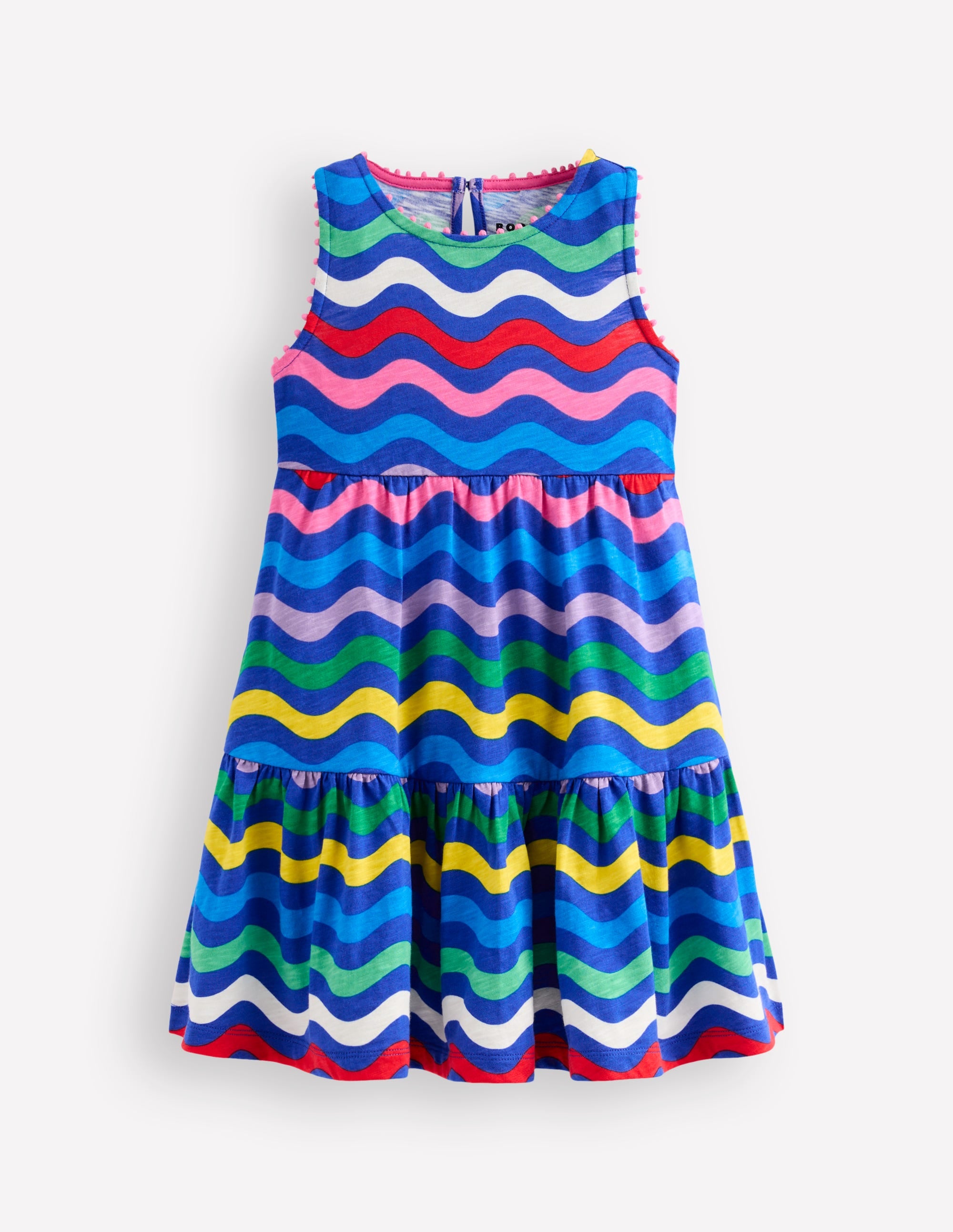 Robe en jersey Ali à pompons-Rayé zigzag multi - Image 2