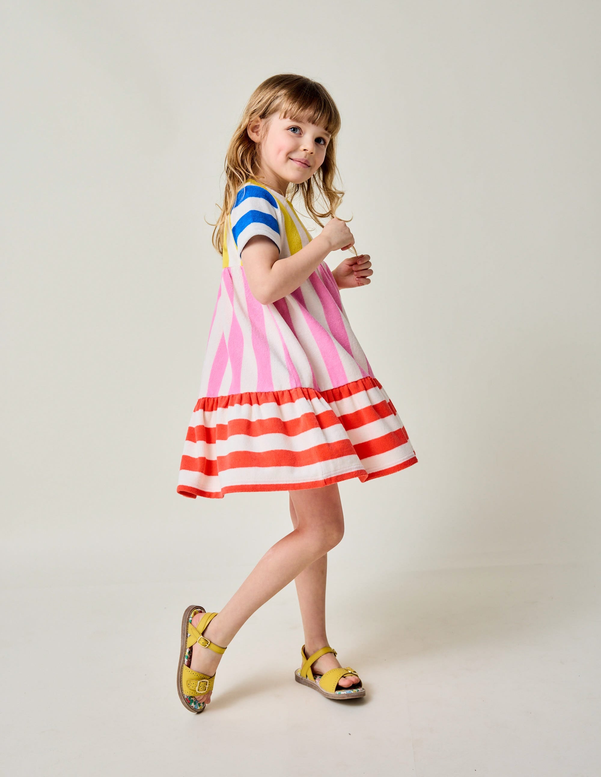 Robe tournoyante Ariel en éponge-Rayé multi pêle-mêle - Image 1