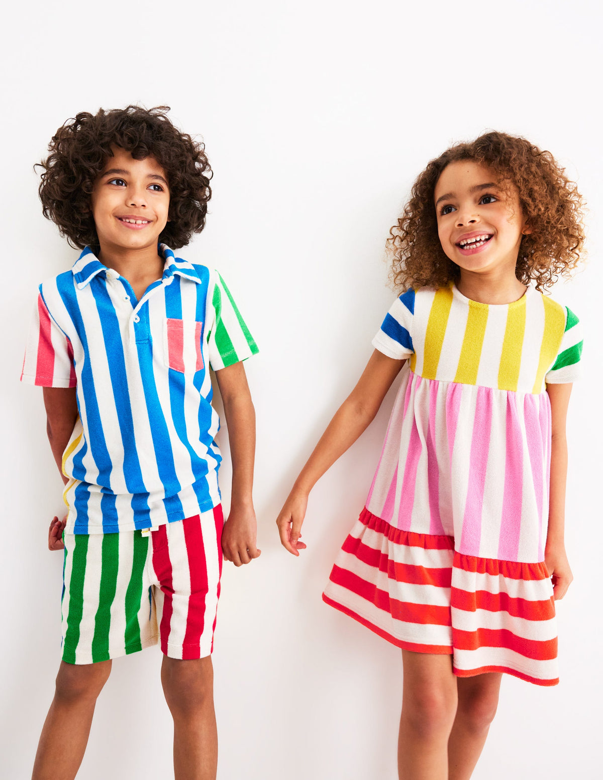Robe tournoyante Ariel en éponge-Rayé multi pêle-mêle - Image 5