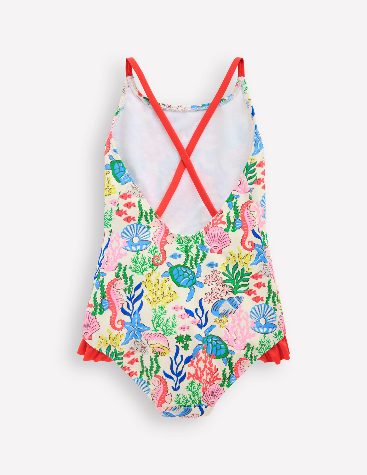 Hübscher Badeanzug mit gekreuzten Rückenträgern-Bunt Korallenbucht - Image 2