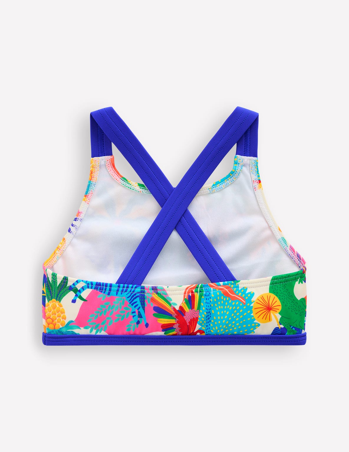 Bikinioberteil mit überkreuzter Rückseite-Weiches Naturweiß Bunt Dschungel - Image 2