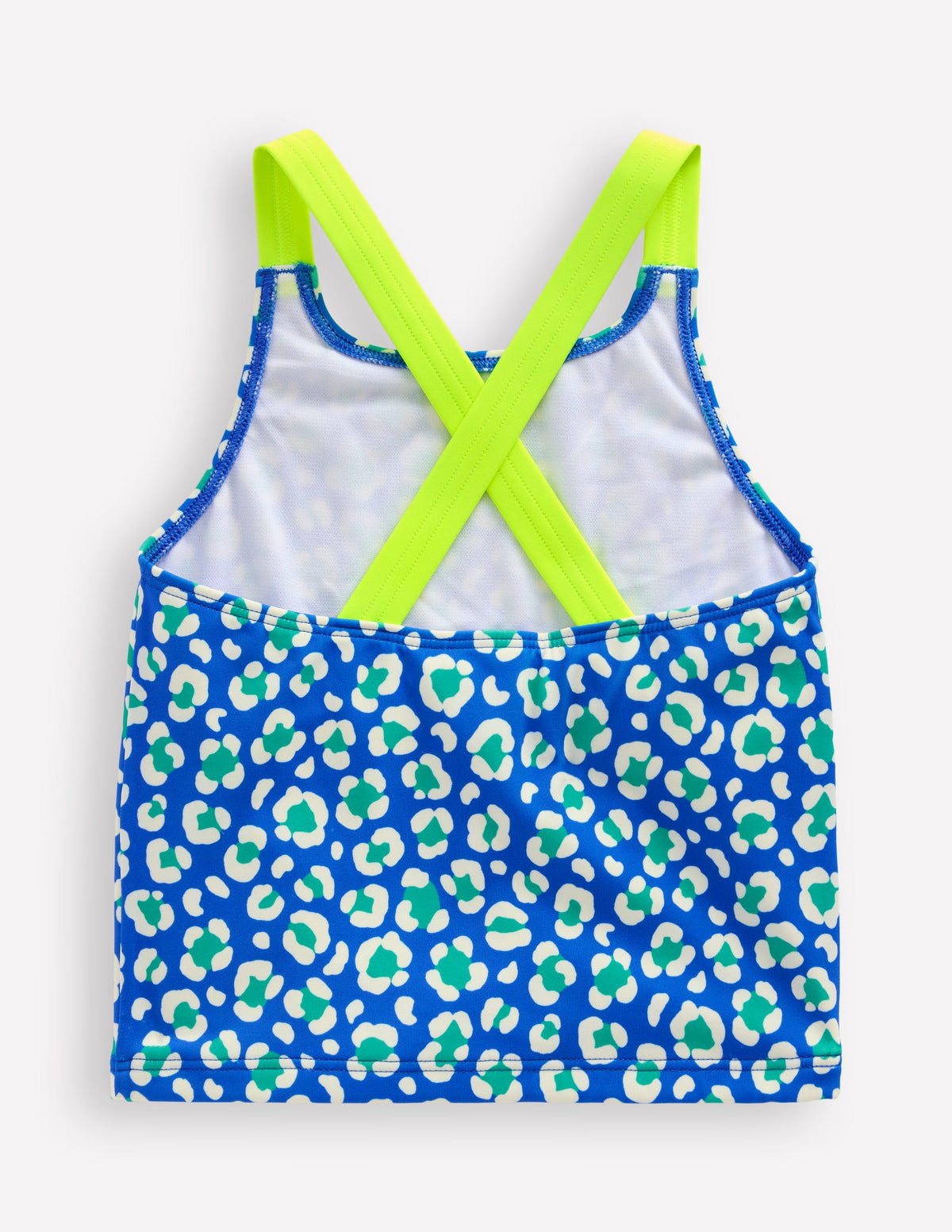 Cross-back Tankini Top-Aquamarine Leopard-2