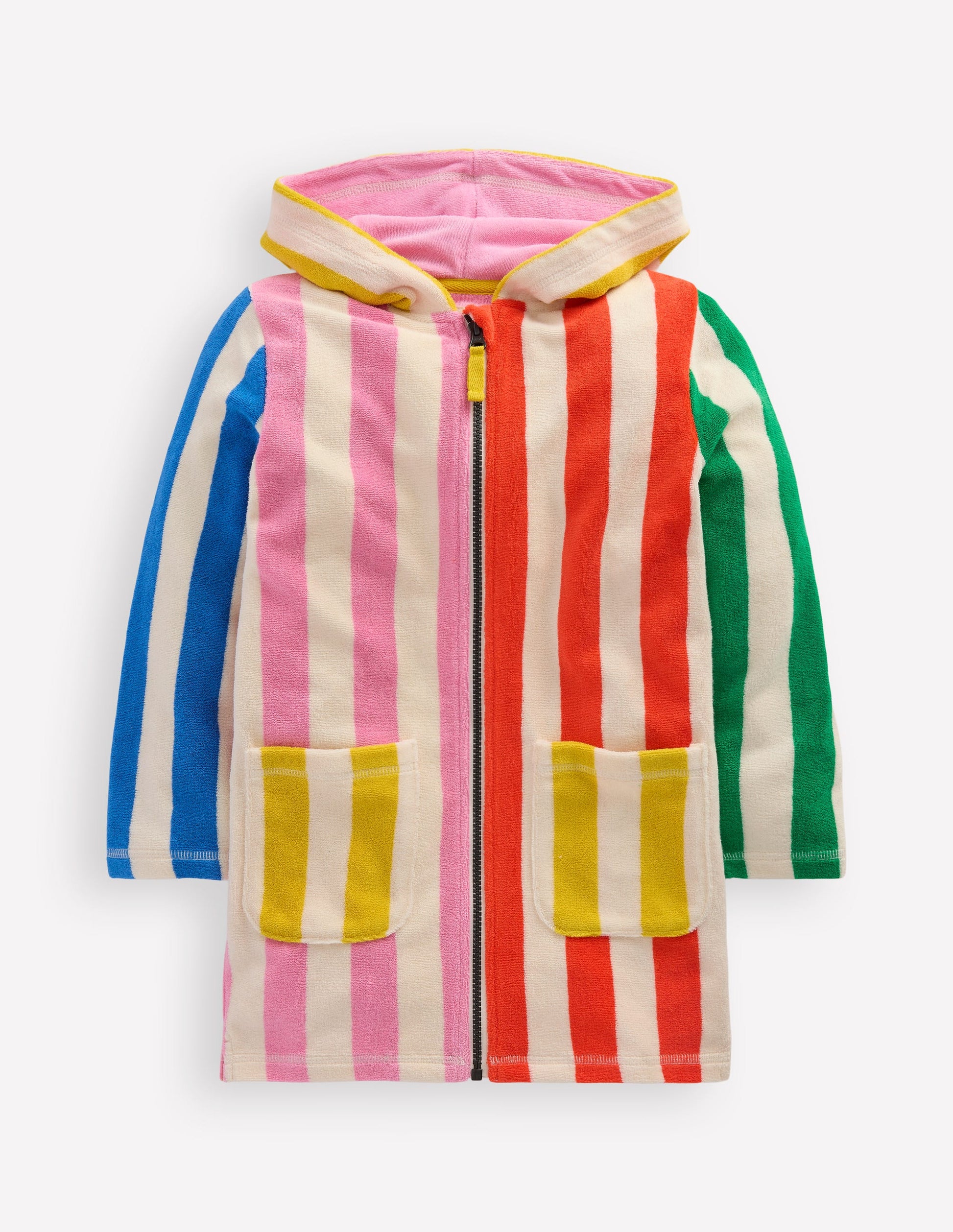 Romie Frottee-Badeponcho mit Reißverschluss-Mustermix, Gestreift-1