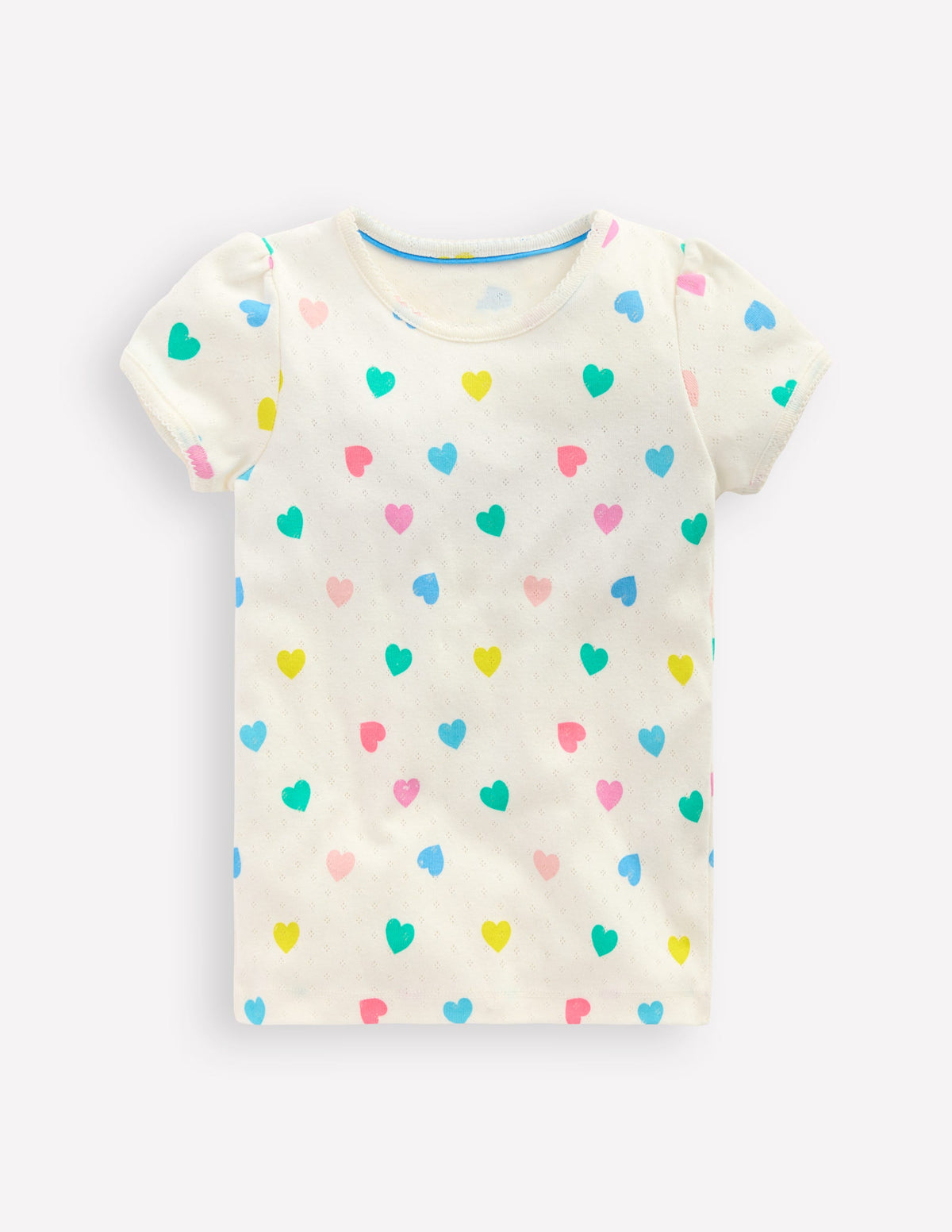 Short Sleeve Pointelle Top-Soft Ivory Multi Hearts-1