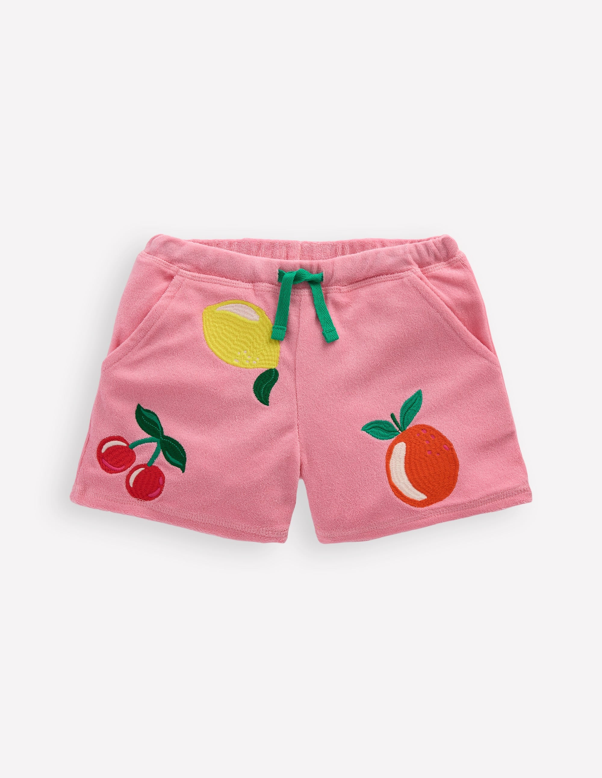 Gemusterte Frottee-Shorts-Kreiderosa Obstapplikation - Image 1