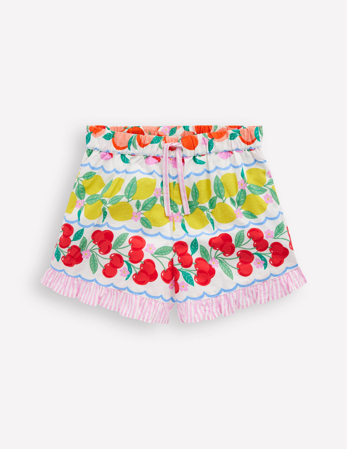 Juniper Gewebte Shorts mit Rüschen-Regenbogenfrucht Streifen-1