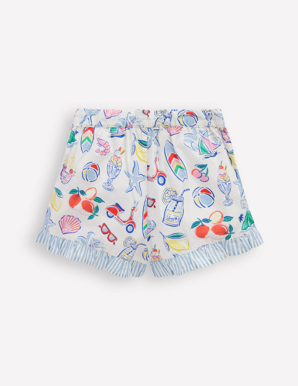 Juniper Gewebte Shorts mit Rüschen-Elfenbein, Urlaubsmotiv-2