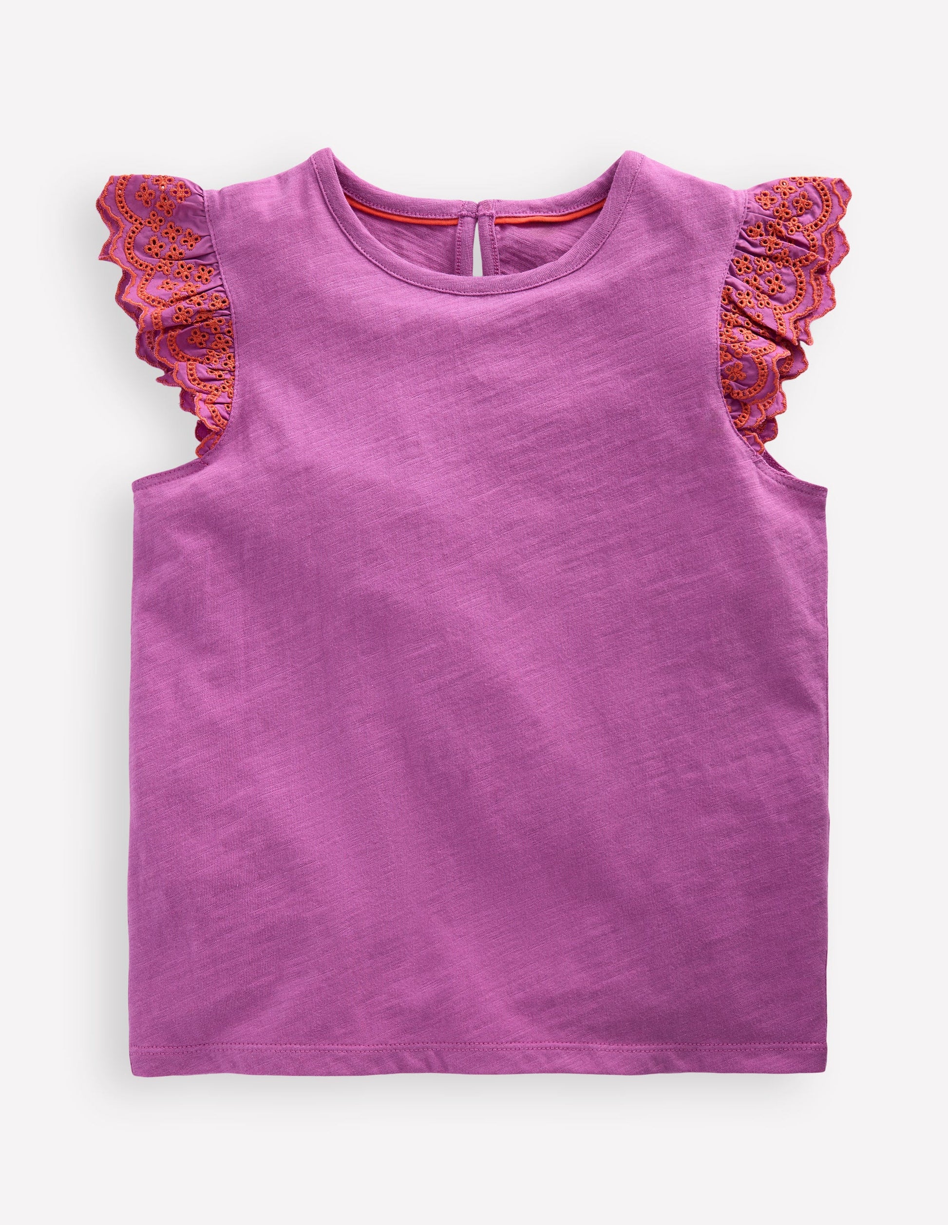 Margaret T-Shirt mit Lochstickerei und Rüschen-Orchideenlila-1