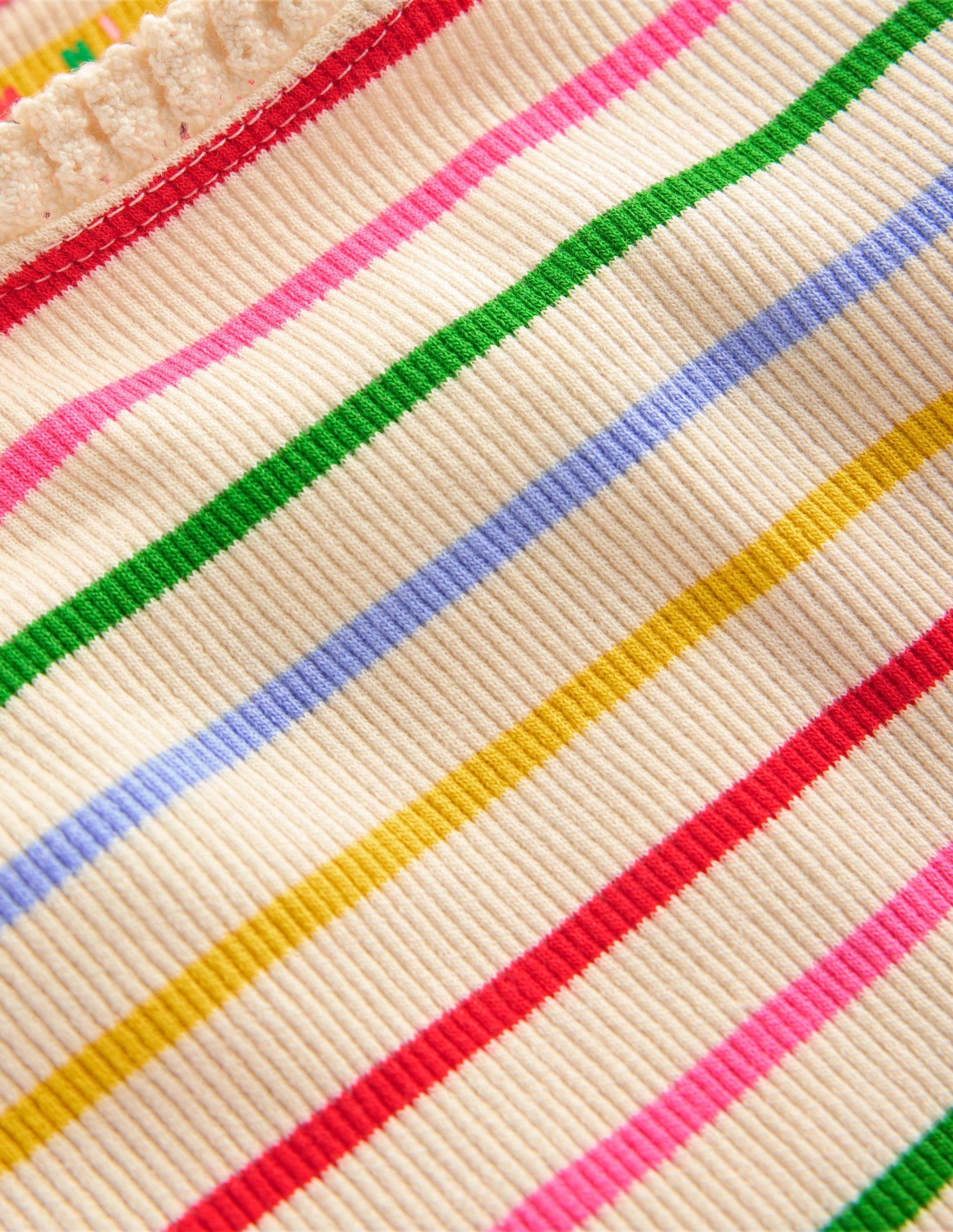 T-shirt côtelé à manches courtes-À Rayures Multicolores - Image 3