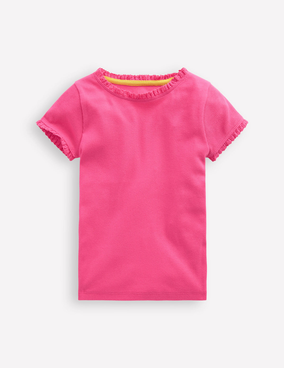 Geripptes Kurzarm-T-Shirt-Flamingorosa - Image 1