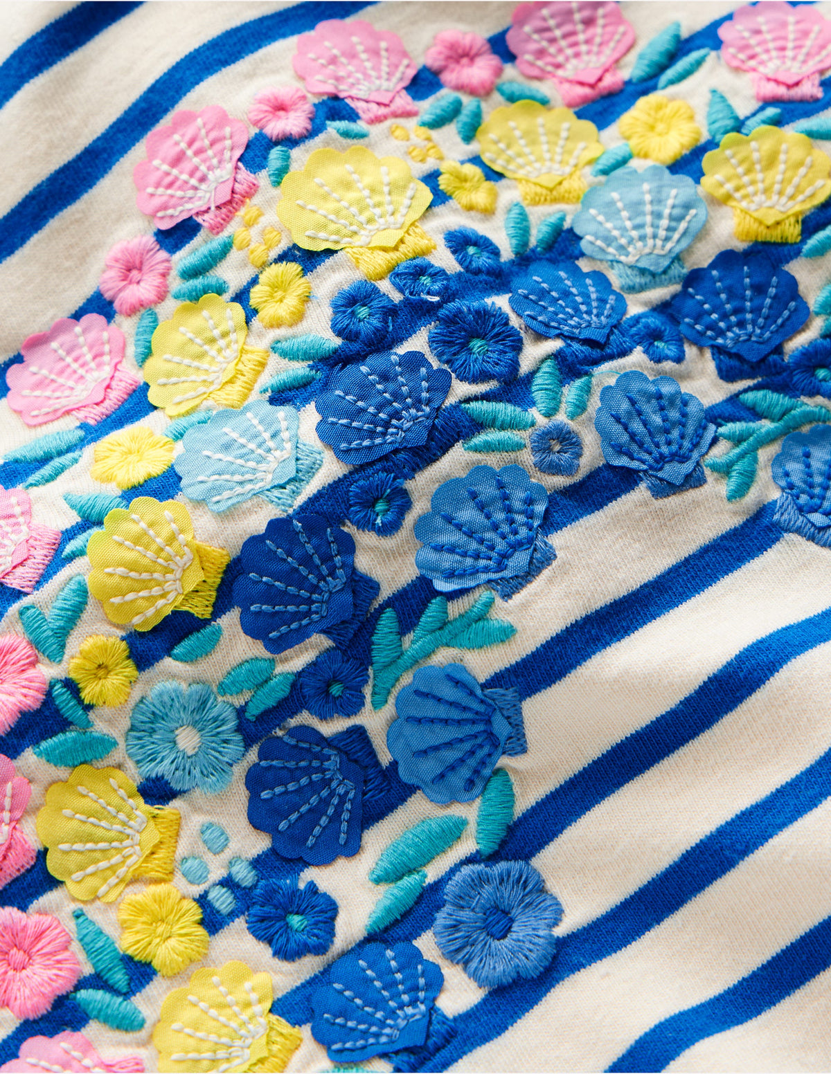 Short Sleeve Appliqué T-shirt-Peacock Plume Blue/Soft Ivory-3