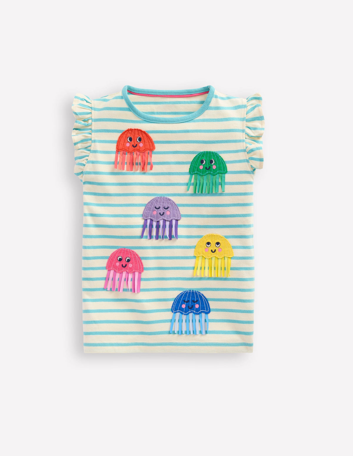 T-Shirt mit Flatterärmeln-Karibikblau Qualle-1