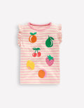 T-Shirt mit Flatterärmeln-Kaugummirosa Obst