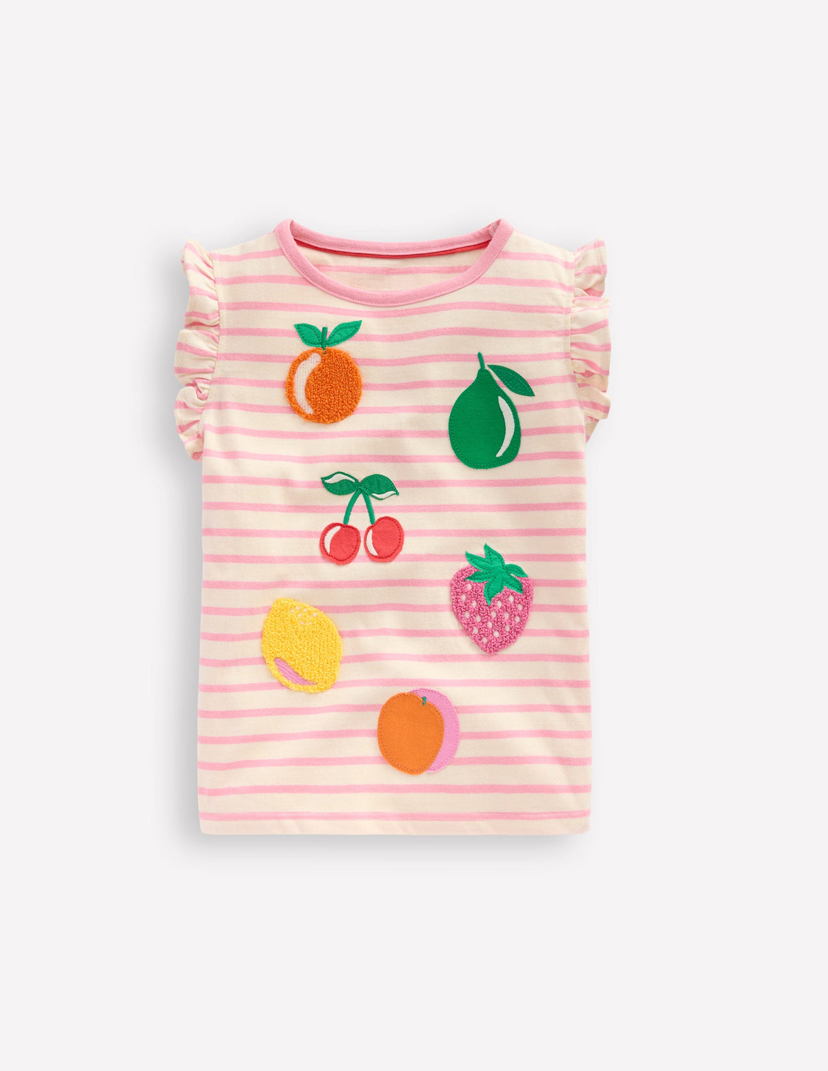 T-Shirt mit Flatterärmeln-Kaugummirosa Obst-1