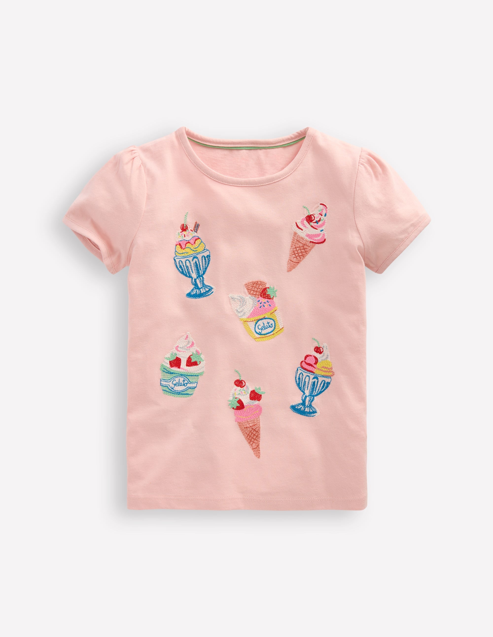 Oberteil mit Puffärmeln und Superstich-Kreiderosa Eiscreme - Image 1