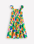 Robe Willa froncée en jersey-Motif Abstract Palm multi
