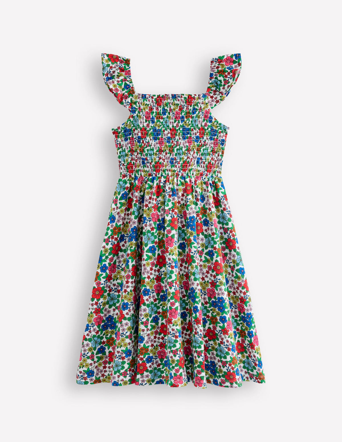 Willa Gerafftes Jerseykleid-Bunt Urlaub Blumenbeet - Image 3