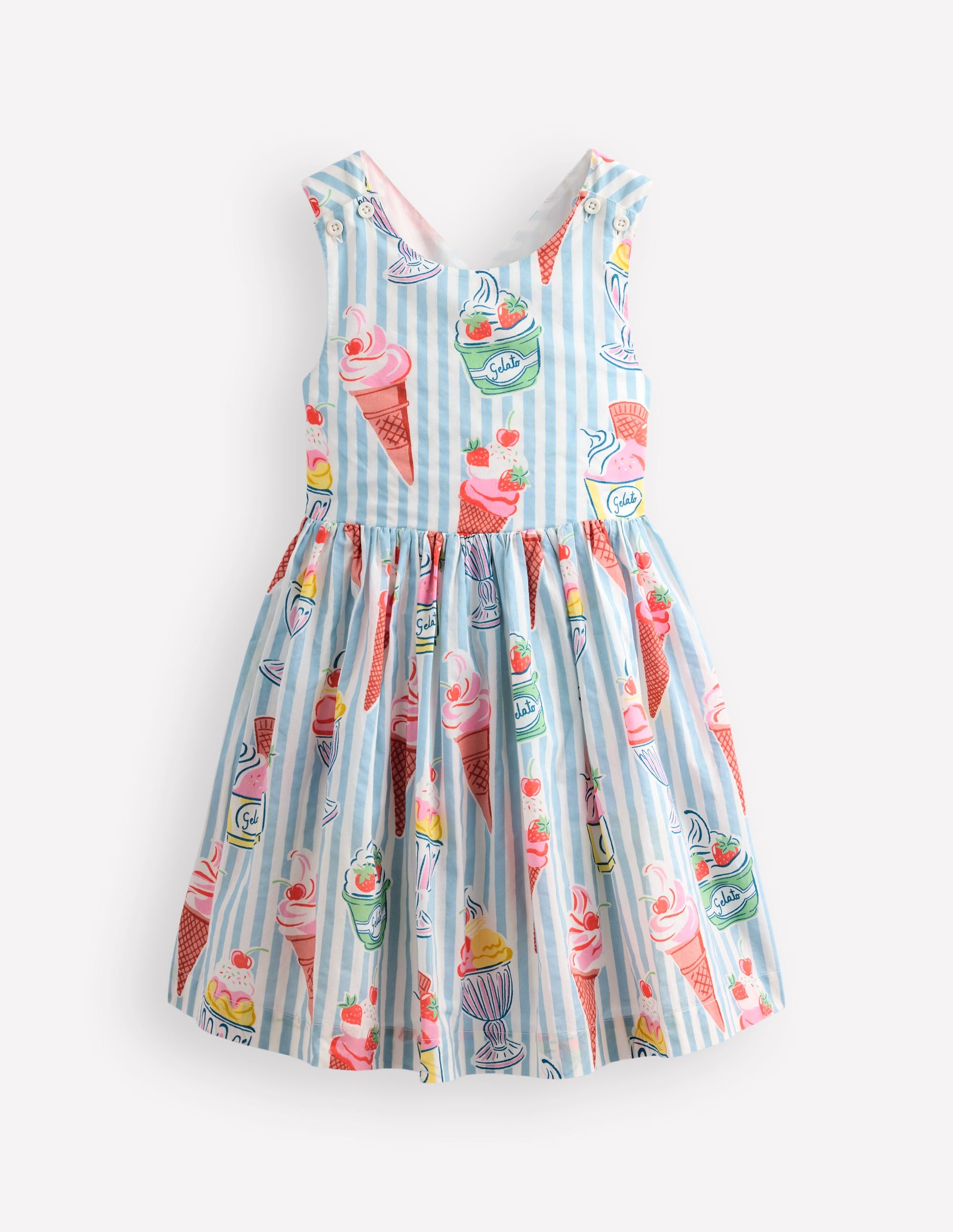 Robe Harper croisée dans le dos-Rayé glace bleu vintage - Image 2