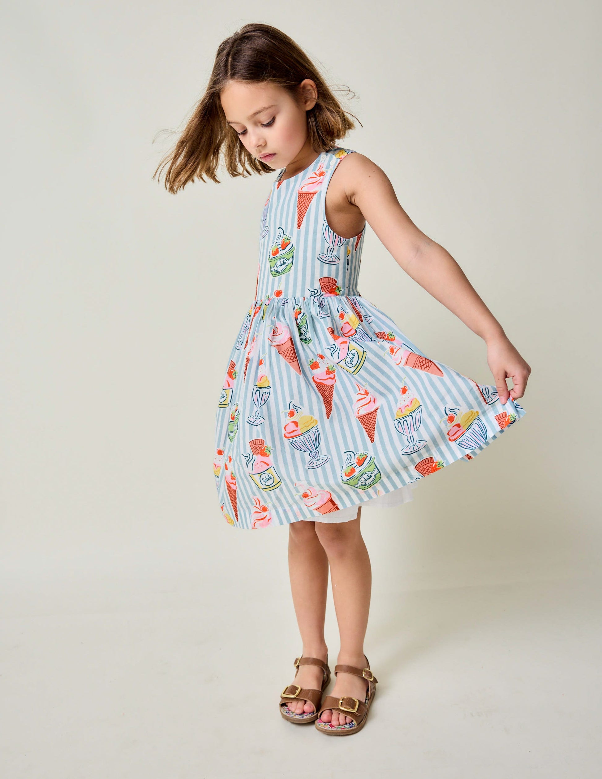 Robe Harper croisée dans le dos-Rayé glace bleu vintage-1