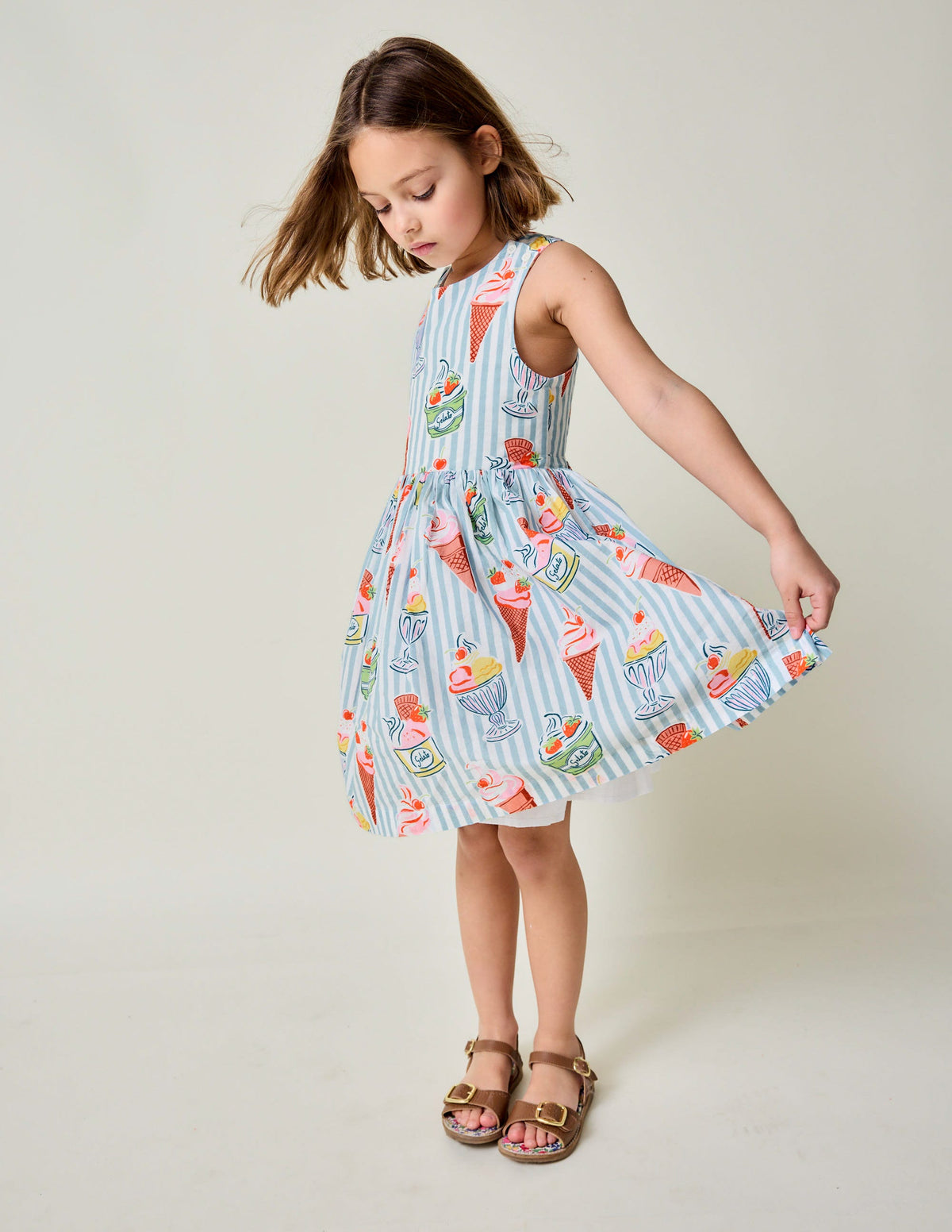 Robe Harper croisée dans le dos-Rayé glace bleu vintage - Image 1