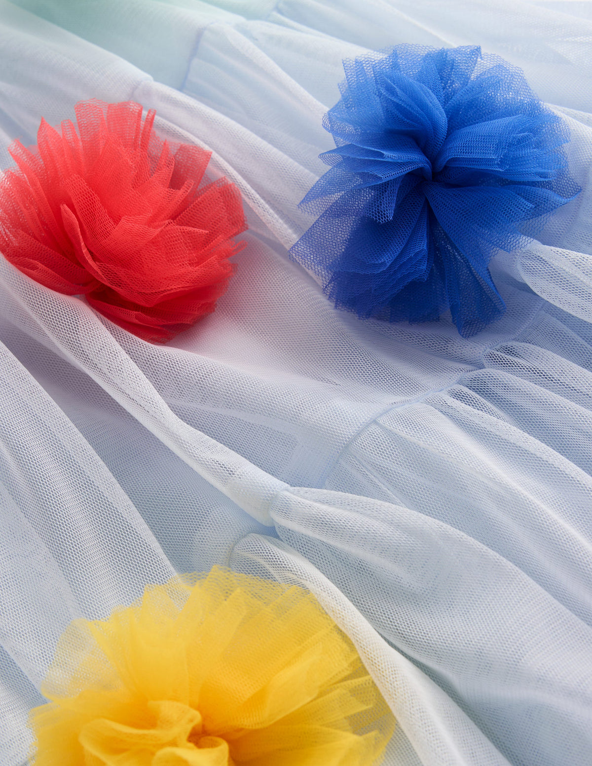 Tüllkleid mit Regenbogen-Ombré-Blau Bunt Bommel - Image 3
