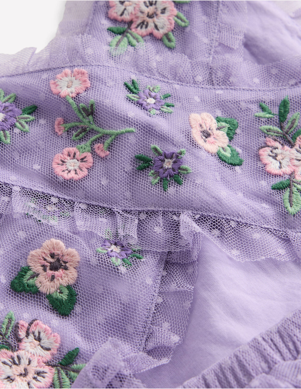 Kleid mit gekreuzten Rückenträgern-Flieder Blumenstickerei - Image 3