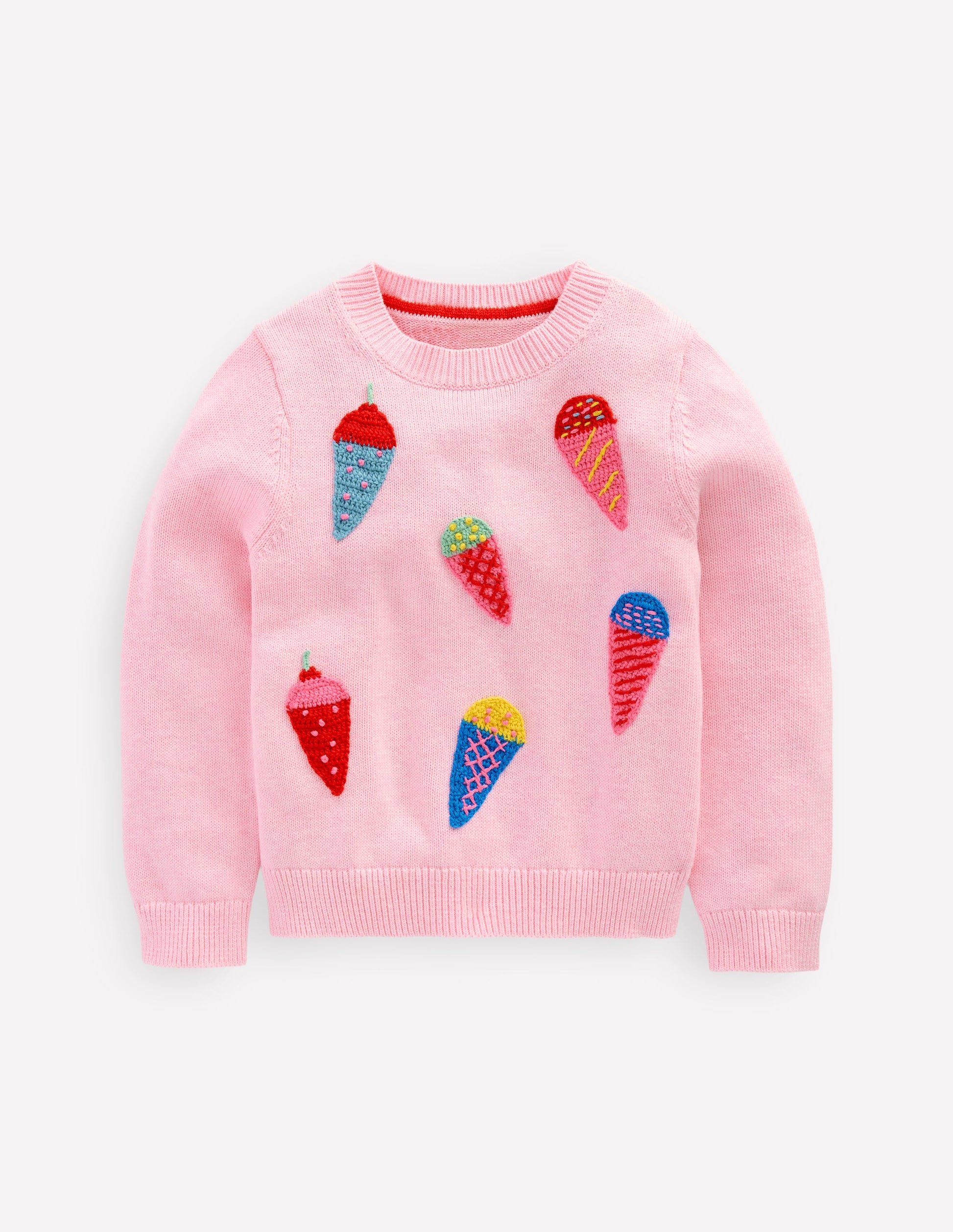 Karina lustiger Häkelpullover-Sanftes Rosa Eis-1
