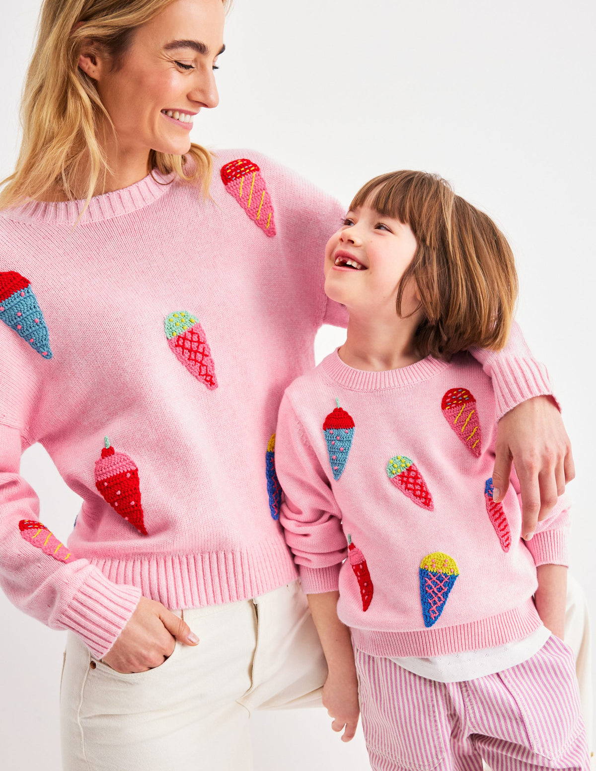 Karina lustiger Häkelpullover-Sanftes Rosa Eis-4