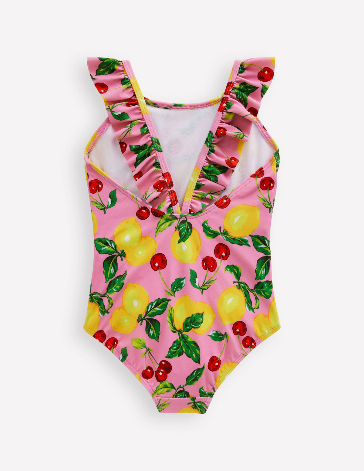 Maillot de bain Hallie à bretelles volantées-Citrons et cerises rose cosmos-2