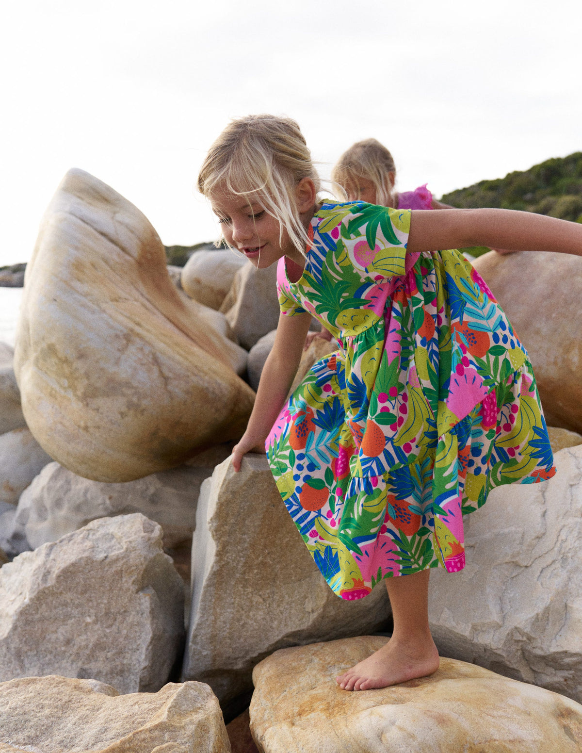 Ariel Twirly Jersey Dress-Multi Tropical Fruit - Image 4