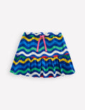 Gestufter Jersey-Skort-Leuchtendes Blau Wellen Streifen