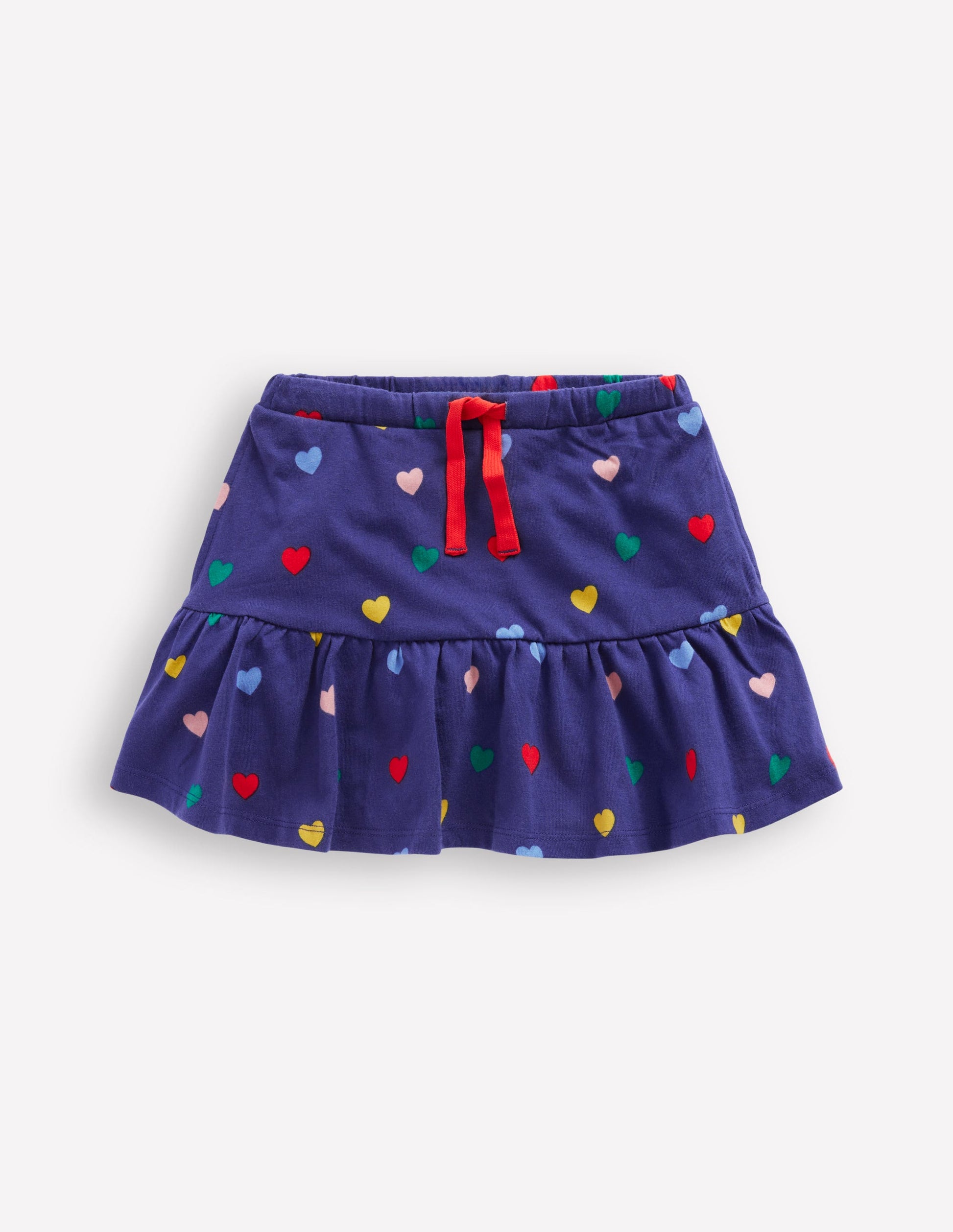 Gestufter Jersey-Skort-Steuerbordblau Bunte Herzen-1