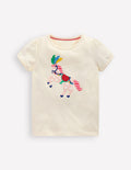 Top à manches bouffantes et appliqué-Cheval ivoire doux