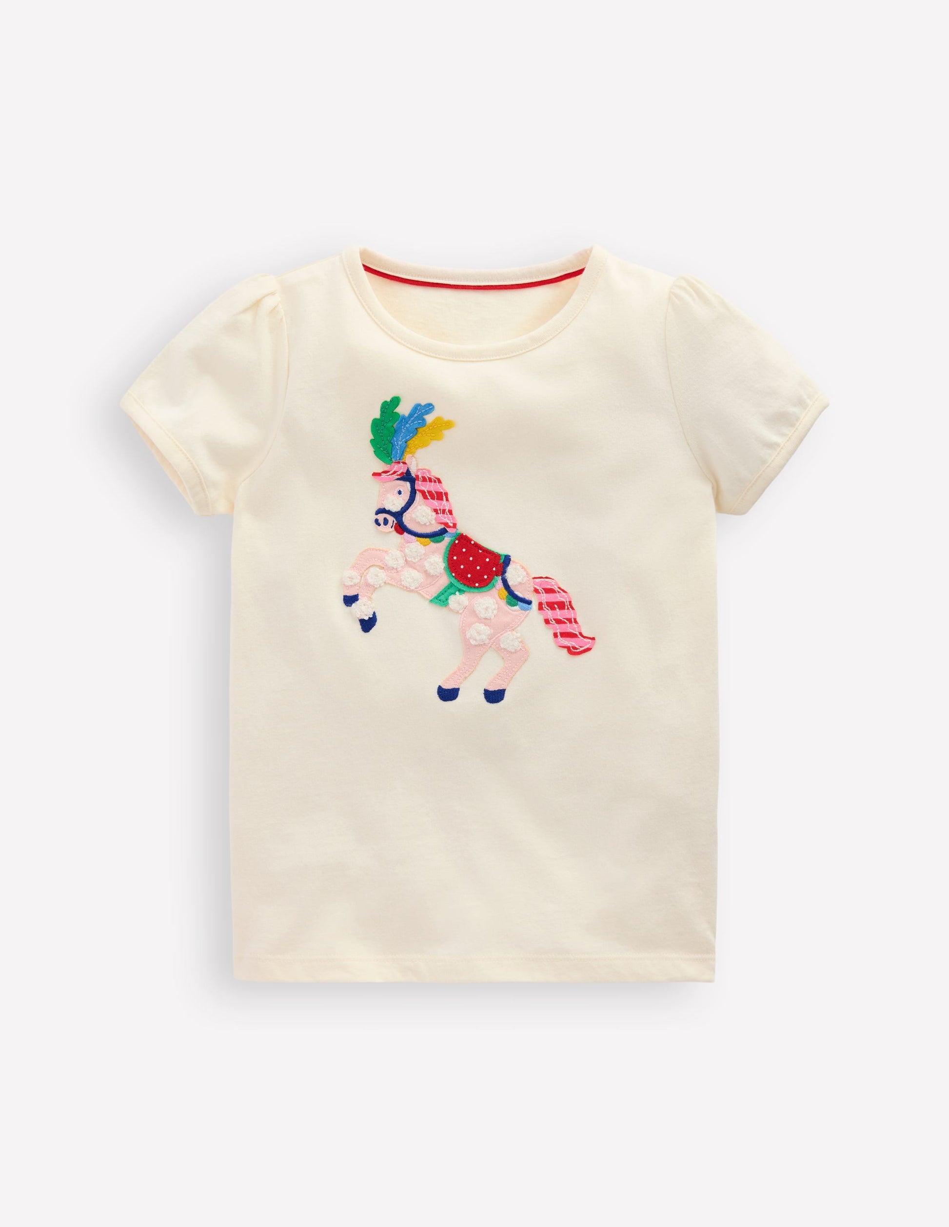 Top à manches bouffantes et appliqué-Cheval ivoire doux-1