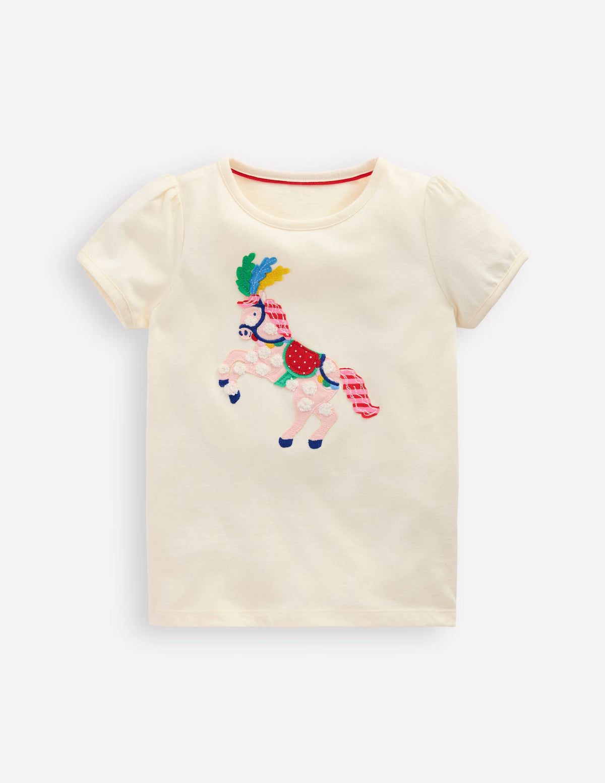Top à manches bouffantes et appliqué-Cheval ivoire doux - Image 1