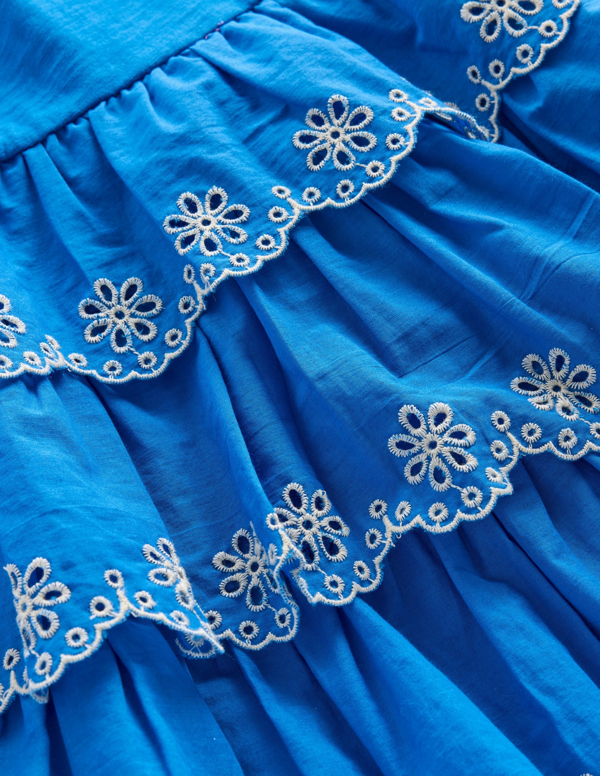Robe en jersey et broderie anglaise-Bleu Céruléen - Image 3