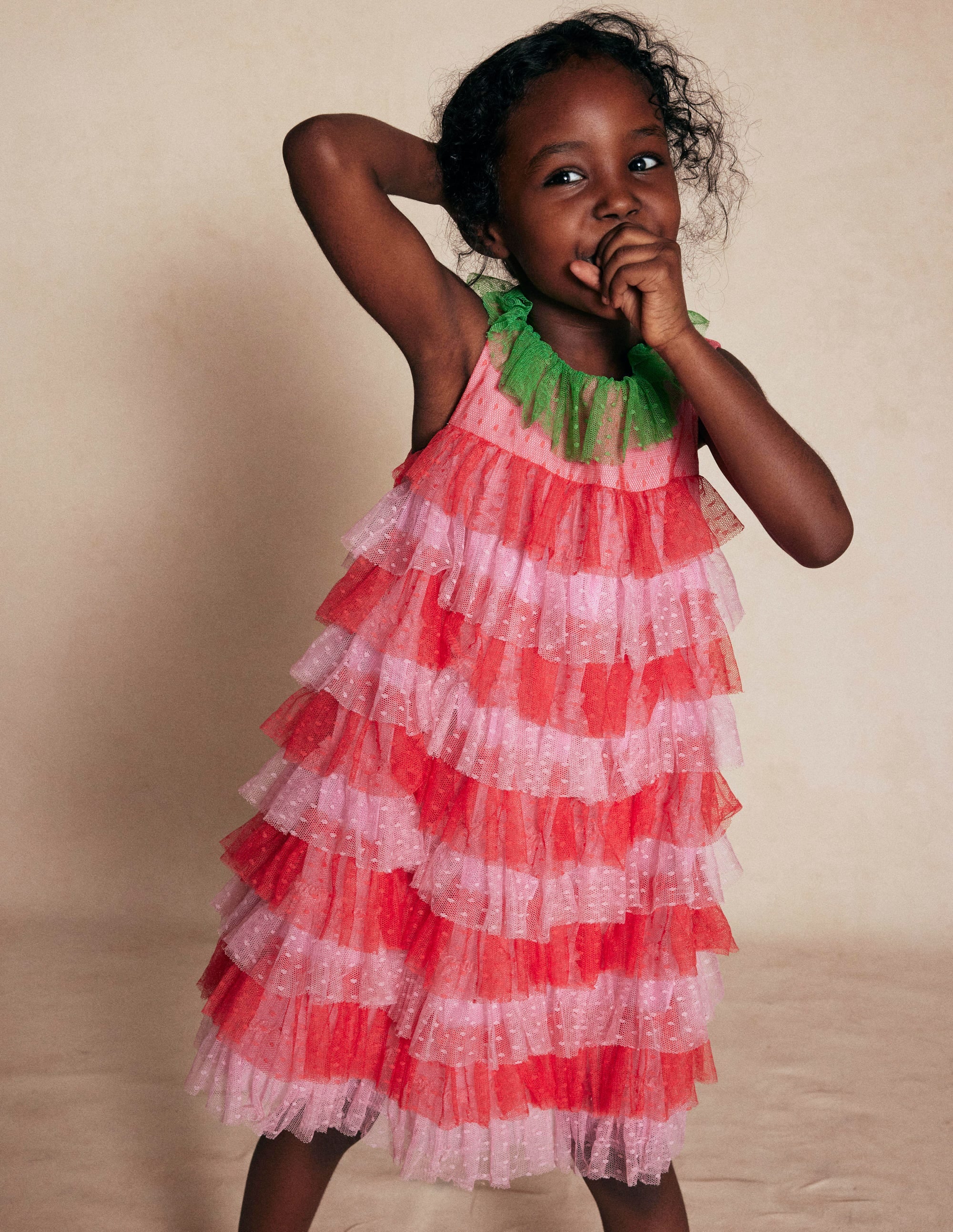Robe fraise en tulle-Rouge/rose - Image 4