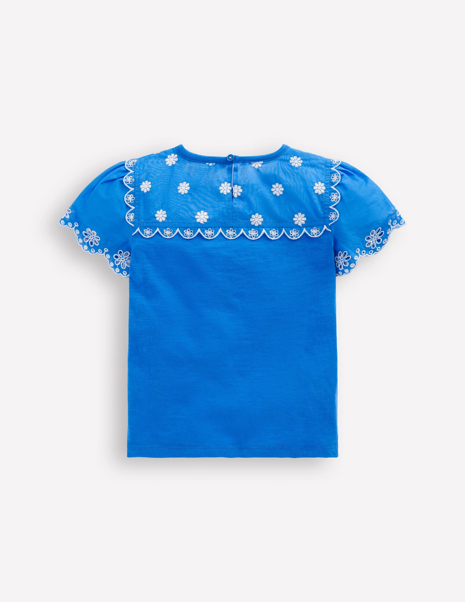 Broderie Sleeve Tee-Kingfisher Blue-2