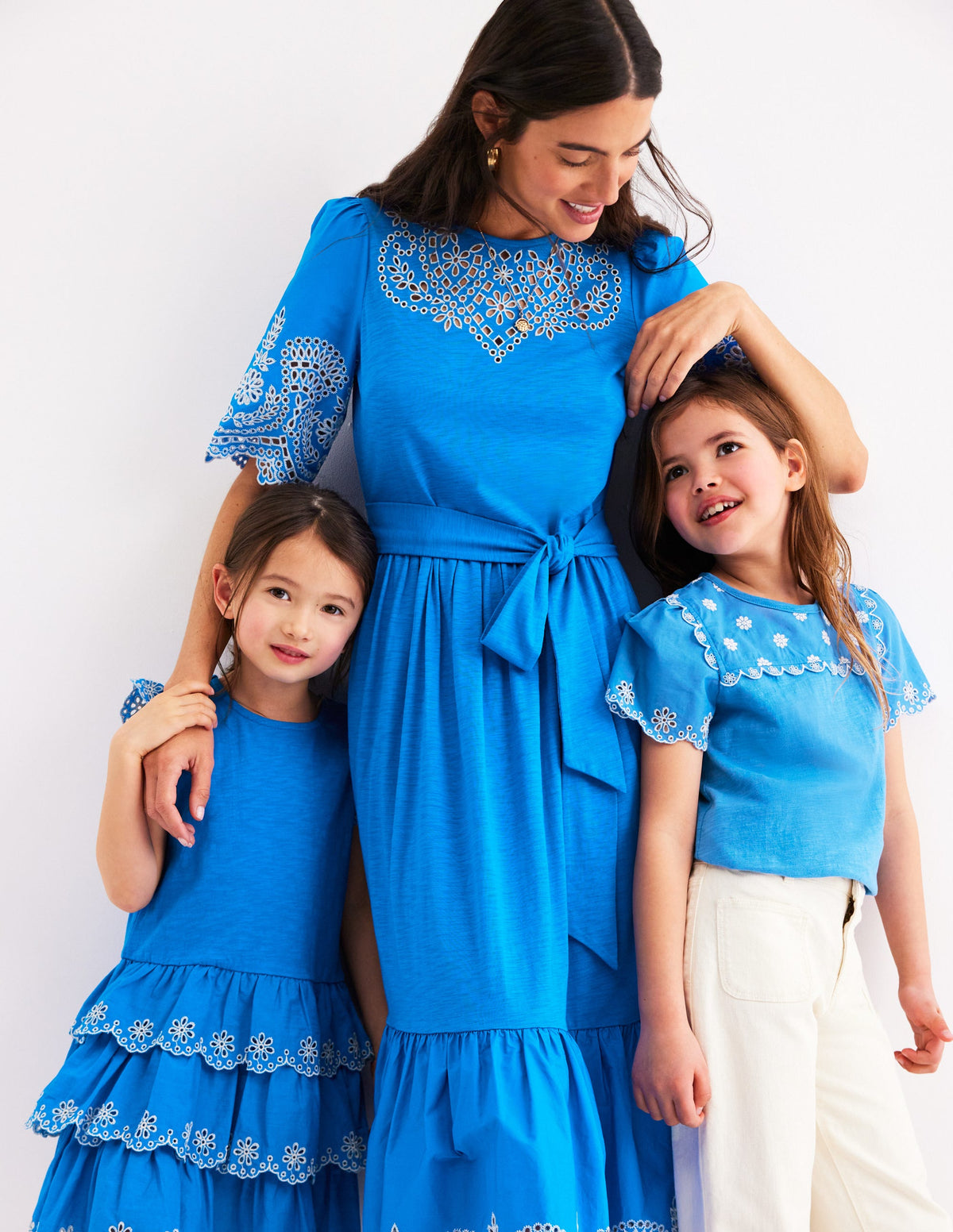 Broderie Sleeve Tee-Kingfisher Blue - Image 5