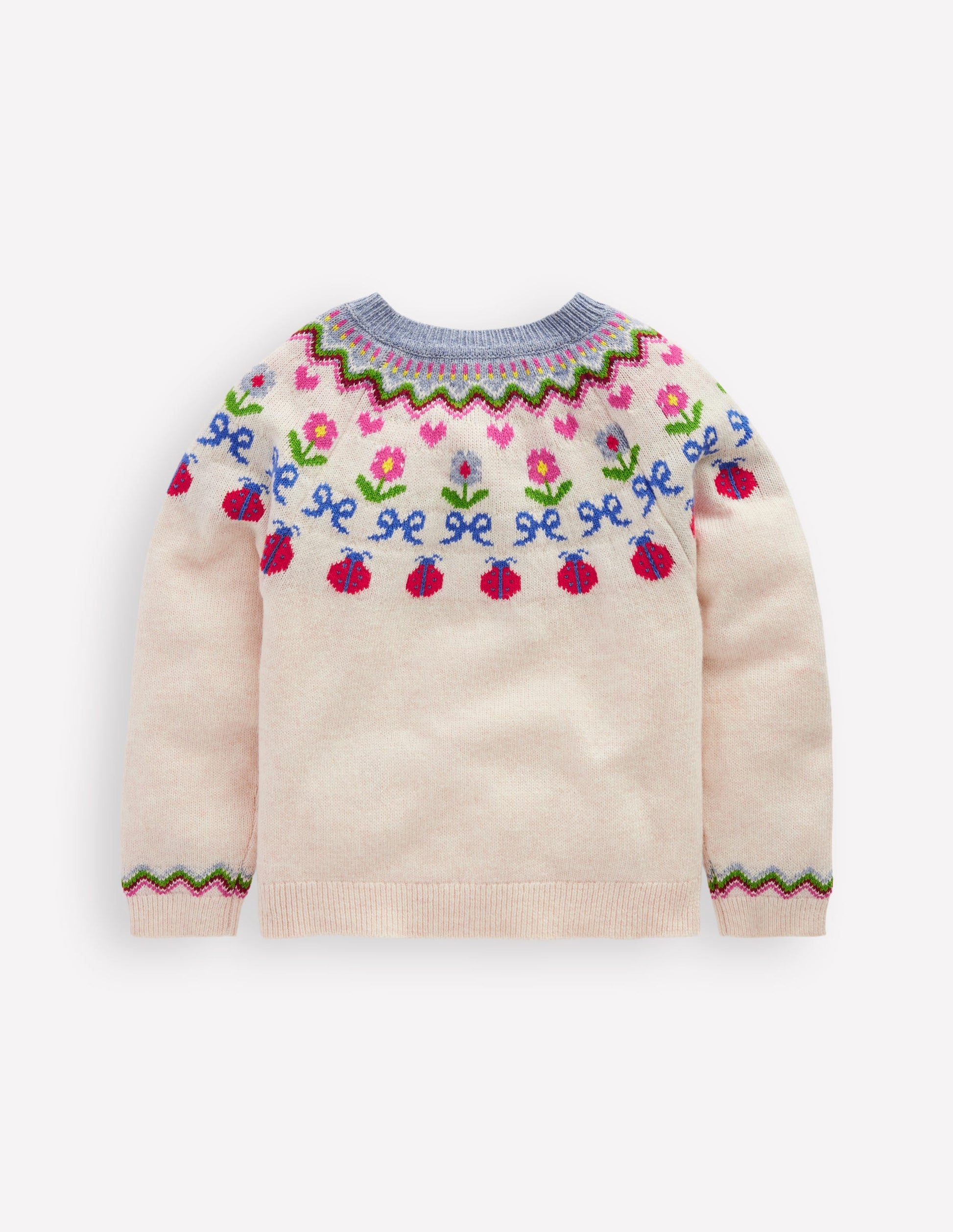 Edie Fair-Isle-Strickjacke-Ecru Meliert, Blumen-2
