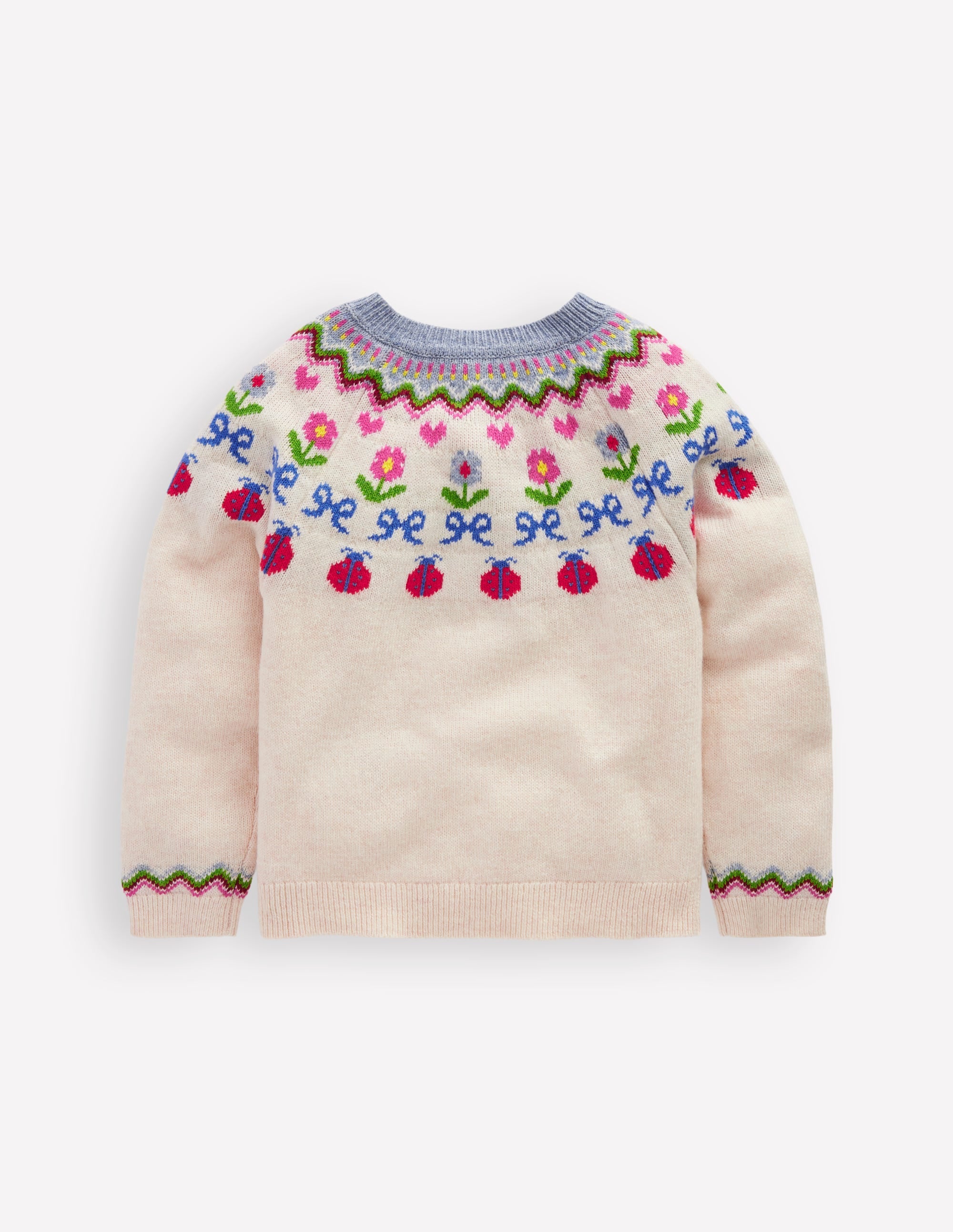 Edie Fair-Isle-Strickjacke-Ecru Meliert, Blumen - Image 2