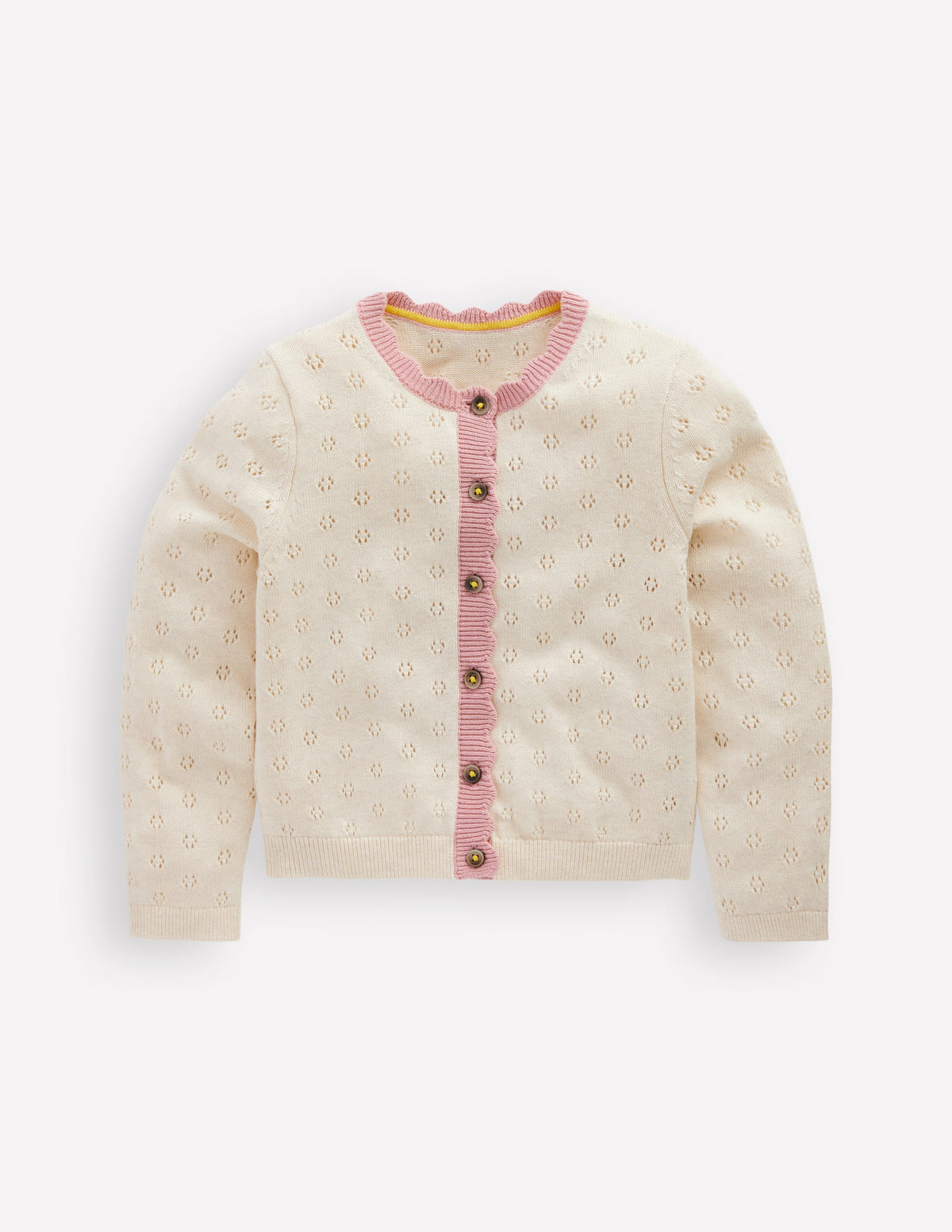 Strickjacke mit Muschelsaum für den Alltag-Sanftes Naturweiß-1