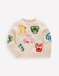 Origineller Pullover mit Logo-Warmes Naturweiß Hunde
