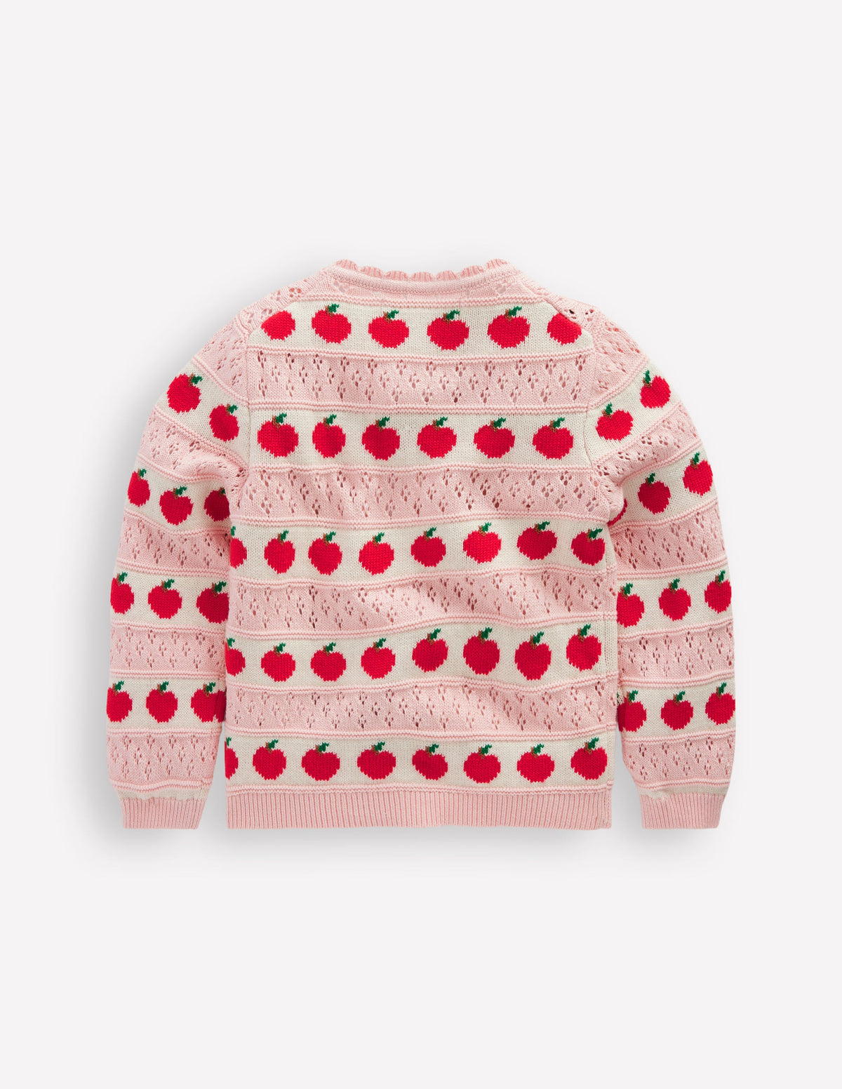 Hübsche Strickjacke mit Muschelsaum-Kreiderosa Äpfel-2