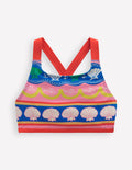Haut de bikini croisé dans le dos-Rayé coquillage multi