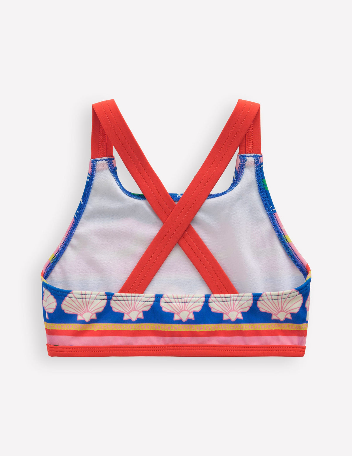 Haut de bikini croisé dans le dos-Rayé coquillage multi-2