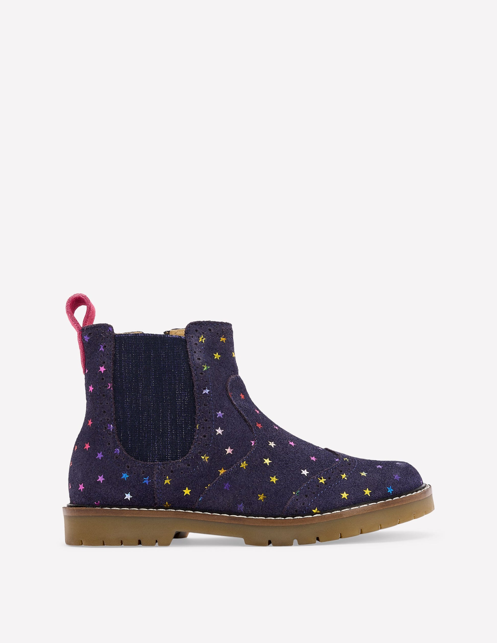 Chelsea-Stiefel aus Leder-Schuluniform-Marineblau Metallic-Sterne-1