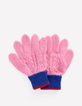 Strickhandschuhe-Rosa Blockfarben